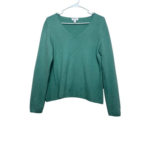 Vintage Charter Club 100% Cashmere Sweater Women Medium Green Preppy Office - Picture 1 of 10